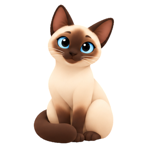 Miso, a cream and chocolate cat, sitting and looking up